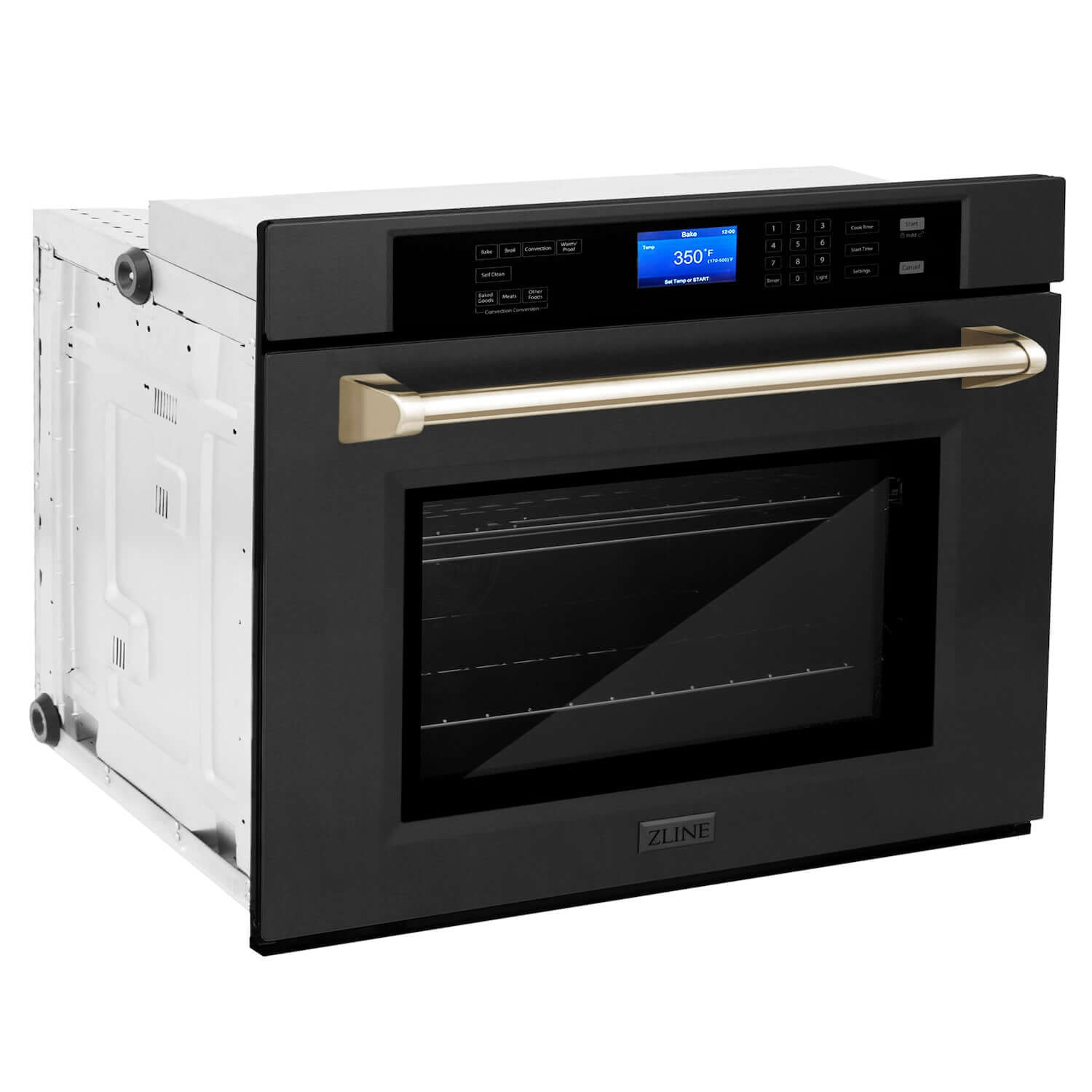 ZLINE 30 in. Autograph Edition Single Wall Oven with Self Clean and True Convection in Black Stainless Steel and Polished Gold Accents (AWSZ-30-BS-G)
