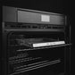 ZLINE Autograph Edition 30 in. Professional True Convection Double Wall Oven with Air Fry and Self Clean in Black Stainless Steel with Champagne Bronze Helix Handles (WADBZ-30-KCB) with open door showing adjustable metal rack.