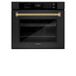 ZLINE Autograph Edition 30 in. Professional True Convection Single Wall Oven with Air Fry and Self Clean in Black Stainless Steel with Polished Gold Helix Handle (WASBZ-30-KG)