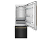 ZLINE Autograph Edition 30 in. 16.1 cu. ft. Built-In Bottom Freezer Refrigerator with Water Dispenser and Ice Maker in Black Stainless Steel with Champagne Bronze Accents (RBIVZ-BS-30-CB) front, open, empty.