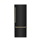 ZLINE Autograph Edition 30 in. 16.1 cu. ft. Built-In Bottom Freezer Refrigerator with Water Dispenser and Ice Maker in Black Stainless Steel with Polished Gold Accents (RBIVZ-BS-30-G) front, closed.