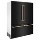 ZLINE Autograph Edition 60 in. 32.2 cu. ft. French Door Built-In Bottom Freezer Refrigerator with Water Dispenser and Ice Maker in Black Stainless Steel with Champagne Bronze Accents (RBIVZ-BS-60-CB) main image.
