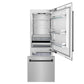 ZLINE Autograph Edition 30 in. 16.1 cu. ft. Built-In Bottom Freezer Refrigerator with Water Dispenser and Ice Maker in Satin Stainless Steel with Matte Black Accents (RBIVZ-SN-30-MB) front, open, empty.
