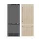 ZLINE Autograph Edition 30 in. 16.1 cu. ft. Panel Ready Built-In Bottom Freezer Refrigerator with Water Dispenser and Ice Maker with Graphite Gray Interior and Champagne Bronze Accents (GRBIVZ-30-CB) front, next to custom panels and handles.