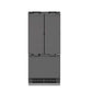 ZLINE Autograph Edition 36 in. 19.6 cu. ft. Panel Ready French Door Built-In Bottom Freezer Refrigerator with Water Dispenser and Ice Maker with Graphite Gray Interior and Champagne Bronze Accents (GRBIVZ-36-CB) front, no panels, closed.