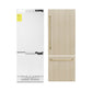 ZLINE Autograph Edition 30 in. 16.1 cu. ft. Panel Ready Built-In Bottom Freezer Refrigerator with Water Dispenser and Ice Maker with Champagne Bronze Accents (RBIVZ-30-CB) front, refrigeration unit next to panels and handles.