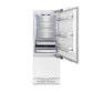 ZLINE Autograph Edition 30 in. 16.1 cu. ft. Panel Ready Built-In Bottom Freezer Refrigerator with Water Dispenser and Ice Maker with Champagne Bronze Accents (RBIVZ-30-CB) front, open, empty.