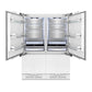 ZLINE Autograph Edition 60 in. 32.2 cu. ft. Panel Ready French Door Built-In Bottom Freezer Refrigerator with Water Dispenser and Ice Maker with Polished Gold Accents (RBIVZ-60-G) front, open, empty.