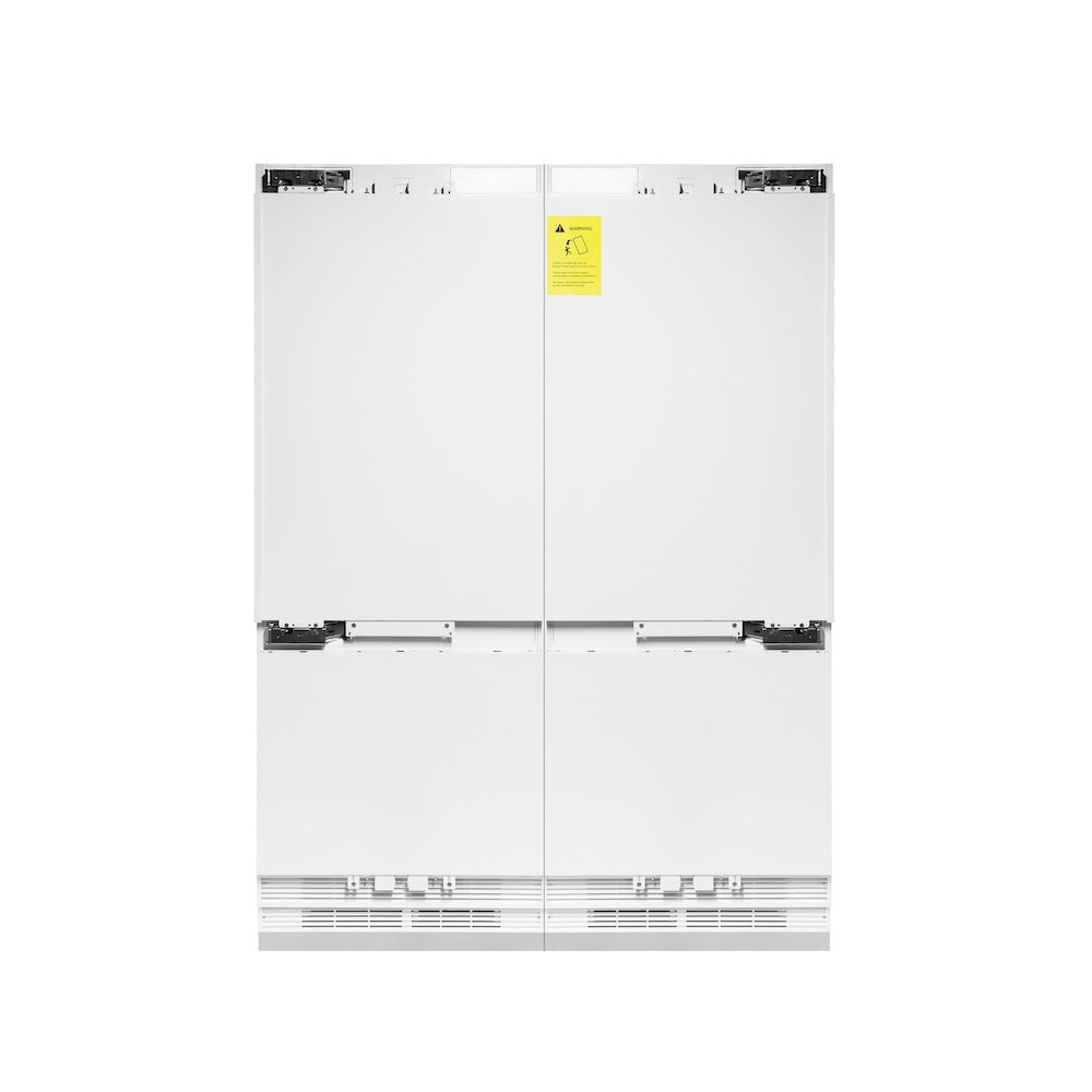 ZLINE Autograph Edition 60 in. 32.2 cu. ft. Panel Ready French Door Built-In Bottom Freezer Refrigerator with Water Dispenser and Ice Maker with Matte Black Accents (RBIVZ-60-MB) front, closed.