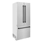 ZLINE Autograph Edition 36 in. 19.6 cu. ft. French Door Built-In Bottom Freezer Refrigerator with Water Dispenser and Ice Maker in Satin Stainless Steel with Matte Black Accents (RBIVZ-SN-36-MB) side.