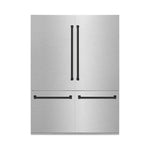 ZLINE Autograph Edition 60 in. 32.2 cu. ft. French Door Built-In Bottom Freezer Refrigerator with Water Dispenser and Ice Maker in Satin Stainless Steel with Matte Black Accents (RBIVZ-SN-60-MB)