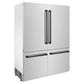 ZLINE Autograph Edition 60 in. 32.2 cu. ft. French Door Built-In Bottom Freezer Refrigerator with Water Dispenser and Ice Maker in Satin Stainless Steel with Matte Black Accents (RBIVZ-SN-60-MB) side.