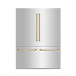 ZLINE Autograph Edition 60 in. 32.2 cu. ft. French Door Built-In Bottom Freezer Refrigerator with Water Dispenser and Ice Maker in Stainless Steel with Champagne Bronze Accents (RBIVZ-304-60-CB) front.