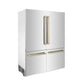 ZLINE Autograph Edition 60 in. 32.2 cu. ft. French Door Built-In Bottom Freezer Refrigerator with Water Dispenser and Ice Maker in Stainless Steel with Champagne Bronze Accents (RBIVZ-304-60-CB) main image.