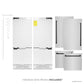 ZLINE Autograph Edition 60 in. 32.2 cu. ft. French Door Built-In Bottom Freezer Refrigerator with Water Dispenser and Ice Maker in Stainless Steel with Matte Black Accents (RBIVZ-304-60-MB) front, refrigeration unit next to panels and handles. Text: Handles and panels included.