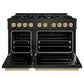 ZLINE Autograph Edition 48 in. 6.7 cu. ft. Classic Double Oven Dual Fuel Range with 8 Burner Gas Cooktop in Black Stainless Steel and Champagne Bronze Accents, Open Box-Good Condition