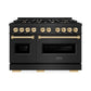 ZLINE Autograph Edition 48 in. 6.7 cu. ft. Classic Double Oven Dual Fuel Range with 8 Burner Gas Cooktop in Black Stainless Steel and Polished Gold Accents, Open Box-Great Condition