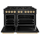 ZLINE Autograph Edition 48 in. 6.7 cu. ft. Classic Double Oven Dual Fuel Range with 8 Burner Gas Cooktop in Black Stainless Steel and Polished Gold Accents, Open Box-Great Condition
