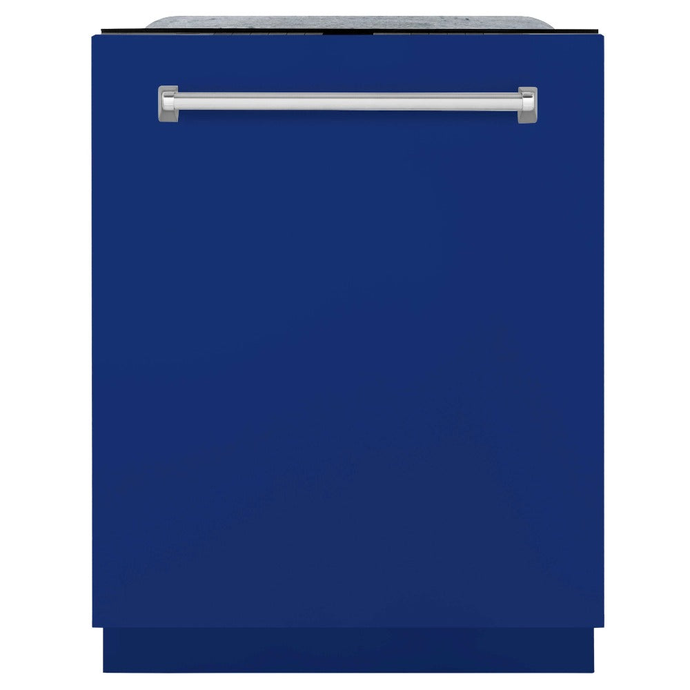 ZLINE 24 in. Panel-Included Monument Series 3rd Rack Top Touch Control Dishwasher with Blue Matte Door, 45dBa (DWMT-24-BM)
