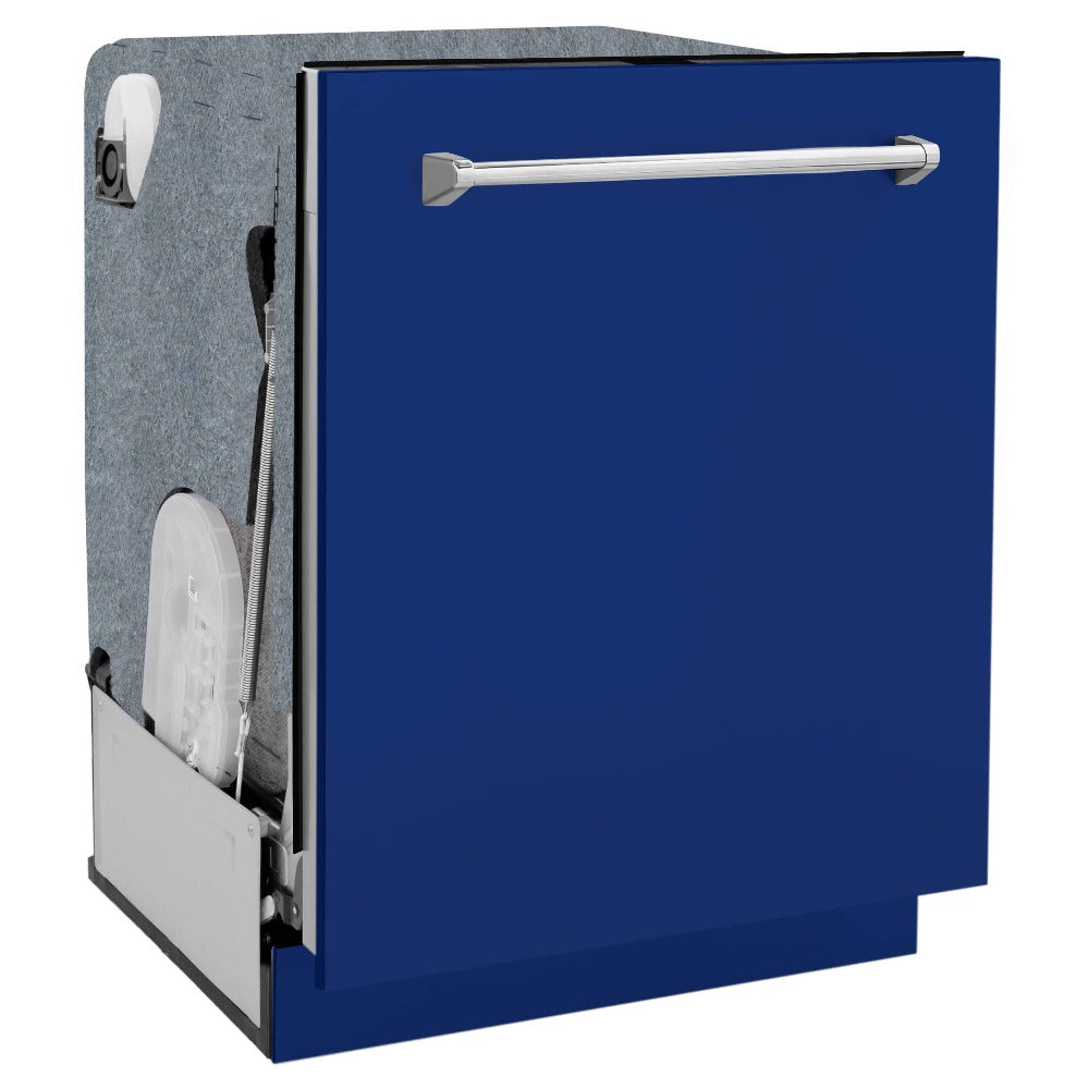  ZLINE 24 in. Monument Dishwasher with Blue Gloss Panel (DWMT-BG-24) Side View
