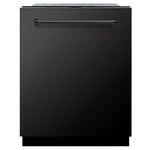 ZLINE 24 in. Monument Series 3rd Rack Top Touch Control Dishwasher in Black Stainless Steel with Stainless Steel Tub, 45dBa (DWMT-BS-24) front, closed.