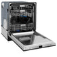ZLINE 24 in. Monument Series 3rd Rack Top Touch Control Dishwasher in Black Stainless Steel with Stainless Steel Tub, 45dBa (DWMT-BS-24) side, open.