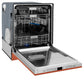 ZLINE 24 in. Monument Series 3rd Rack Top Touch Control Dishwasher in Copper with Stainless Steel Tub, 45dBa (DWMT-C-24) side, open.