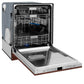 ZLINE 24 in. Monument Series 3rd Rack Top Touch Control Dishwasher in Hand Hammered Copper with Stainless Steel Tub, 45dBa (DWMT-HH-24) side, open.