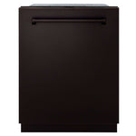 ZLINE 24 in. Monument Series 3rd Rack Top Touch Control Dishwasher in Oil Rubbed Bronze with Stainless Steel Tub, 45dBa (DWMT-ORB-24) front, closed.