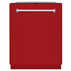 ZLINE 24 in. Monument Series 3rd Rack Top Touch Control Dishwasher in Red Gloss with Stainless Steel Tub, 45dBa (DWMT-RG-24) main image.