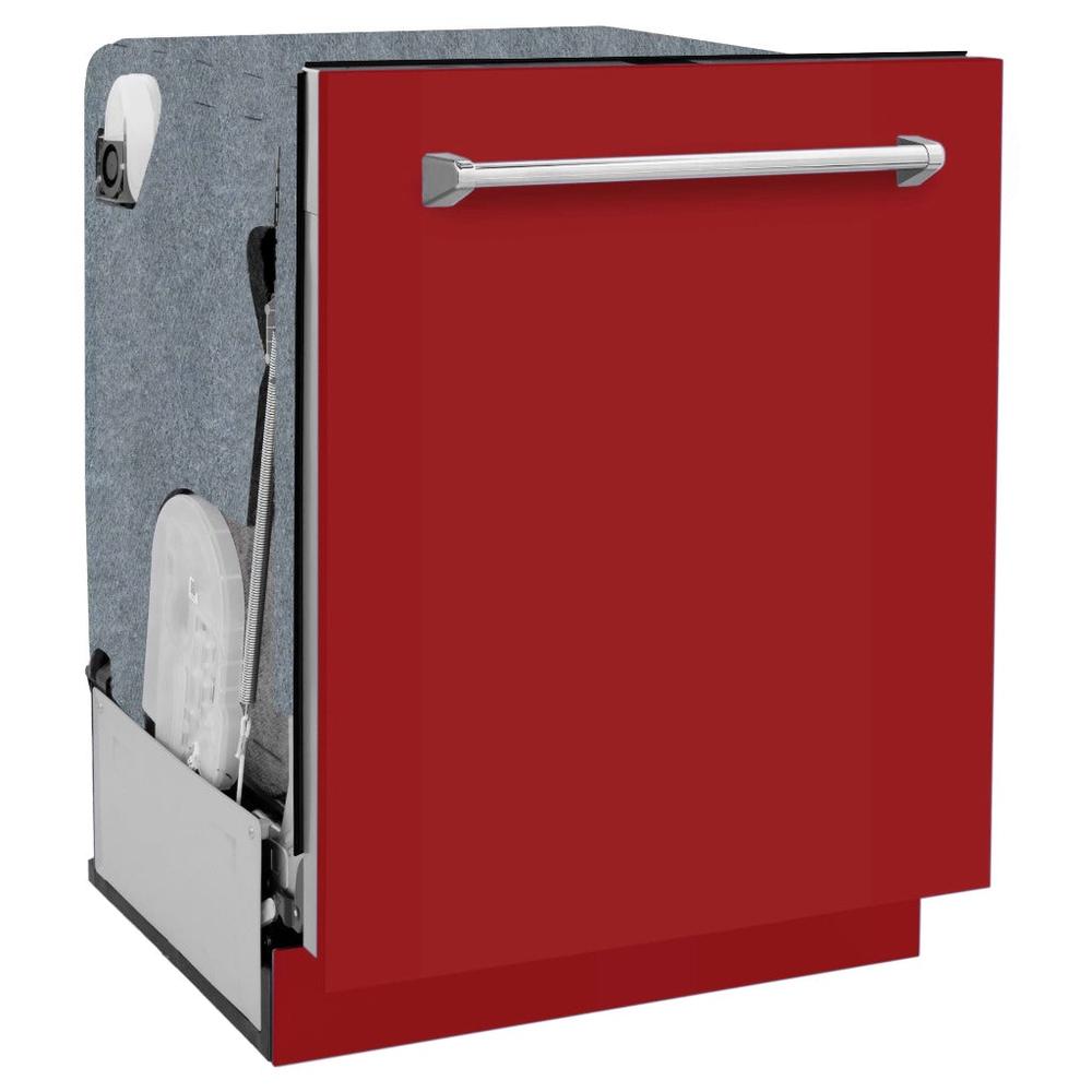 ZLINE 24 in. Monument Series Dishwasher with Red Gloss Door (DWMT-RG-24) Side View