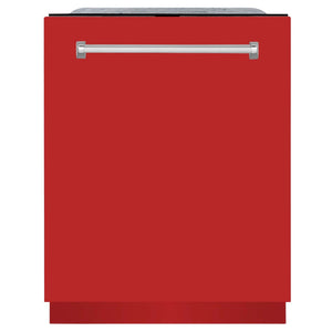 ZLINE 24 in. Monument Series 3rd Rack Top Touch Control Dishwasher in Red Matte with Stainless Steel Tub, 45dBa (DWMT-RM-24) main image.