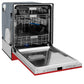ZLINE 24 in. Monument Series 3rd Rack Top Touch Control Dishwasher in Red Matte with Stainless Steel Tub, 45dBa (DWMT-RM-24) side, open.
