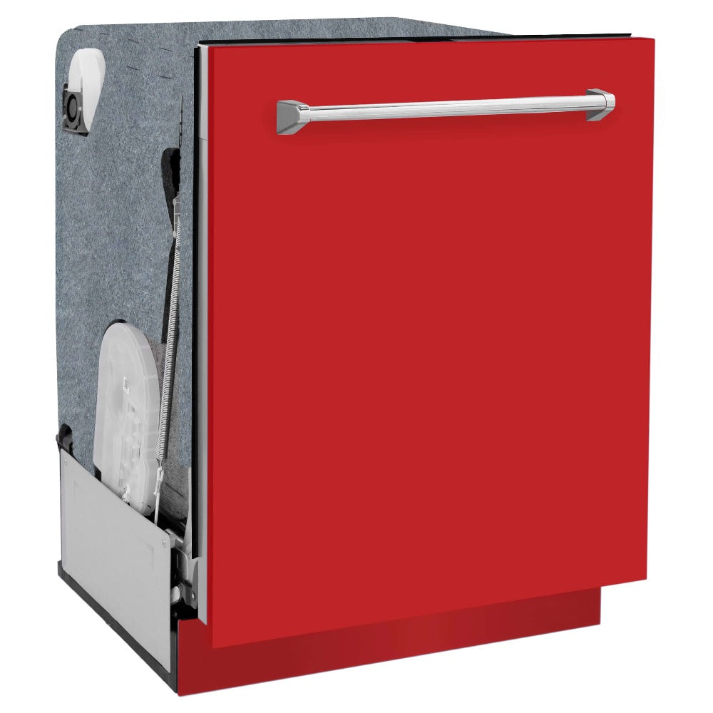 ZLINE 24 in. Monument Series Dishwasher with Red Matte Door (DWMT-RM-24) Side View