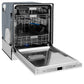 ZLINE 24 in. Monument Series 3rd Rack Top Touch Control Dishwasher in White Matte with Stainless Steel Tub, 45dBa (DWMT-WM-24) side, open.