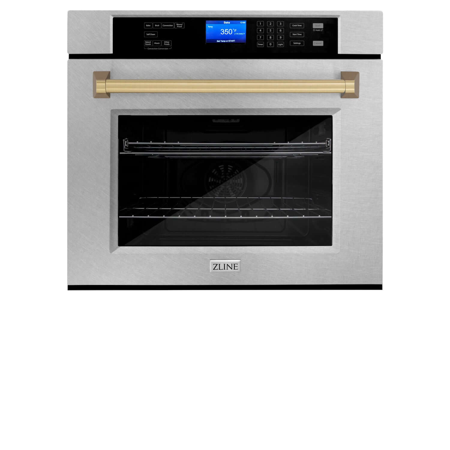 ZLINE Autograph Edition 30 in. Electric Single Wall Oven with Self Clean and True Convection in Fingerprint Resistant Stainless Steel and Champagne Bronze Accents (AWSSZ-30-CB)