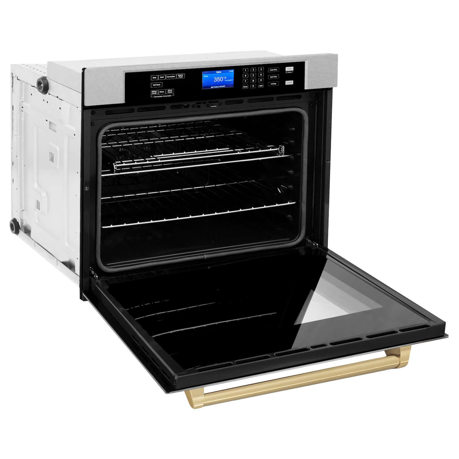 ZLINE Autograph Edition 30 in. Electric Single Wall Oven with Self Clean and True Convection in Fingerprint Resistant Stainless Steel and Champagne Bronze Accents (AWSSZ-30-CB)