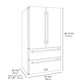 ZLINE Autograph Edition 36 in. 22.5 cu. ft 4-Door French Door Refrigerator with Ice Maker in Black Stainless Steel with Polished Gold Modern Handles (RFMZ-36-BS-FG) dimensional diagram.