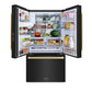 ZLINE Autograph Edition 36 in. 28.9 cu. ft. Standard-Depth French Door External Water Dispenser Refrigerator with Dual Ice Maker in Fingerprint-Resistant Black Stainless Steel and Champagne Bronze Modern Handles (RSMZ-W36-BS-FCB)