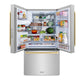 ZLINE Autograph Edition 36 in. 28.9 cu. ft. Standard-Depth French Door External Water Dispenser Refrigerator with Dual Ice Maker in Fingerprint-Resistant Stainless Steel and Champagne Bronze Modern Handles (RSMZ-W-36-FCB)