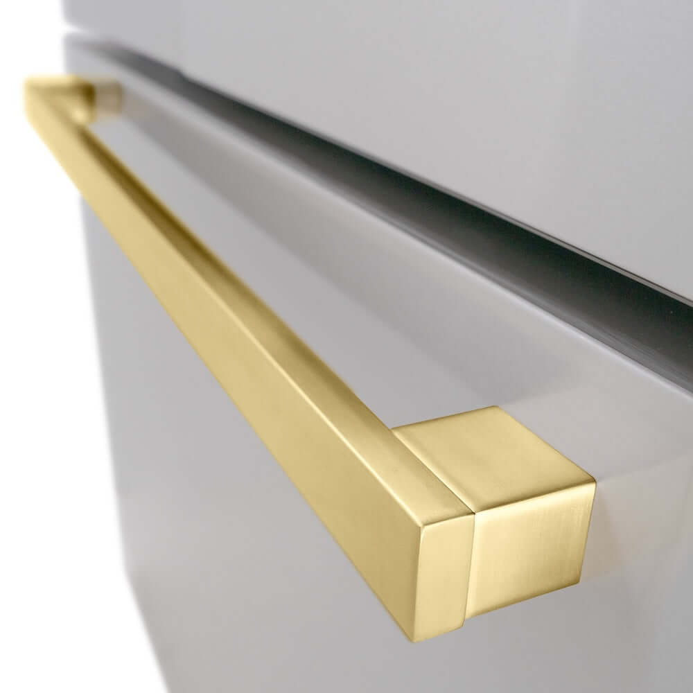 ZLINE Autograph Edition 36 in. 28.9 cu. ft. Standard-Depth French Door External Water Dispenser Refrigerator with Dual Ice Maker in Fingerprint-Resistant Stainless Steel and Polished Gold Modern Handles (RSMZ-W-36-FG)