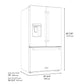 ZLINE Autograph Edition 36 in. 28.9 cu. ft. Standard-Depth French Door External Water Dispenser Refrigerator with Dual Ice Maker in Fingerprint-Resistant Stainless Steel and Champagne Bronze Helix Handles (RSMZ-W-36-KCB) dimensional diagram.
