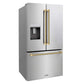 ZLINE Autograph Edition 36 in. 28.9 cu. ft. Standard-Depth French Door External Water Dispenser Refrigerator with Dual Ice Maker in Fingerprint-Resistant Stainless Steel and Polished Gold Helix Handles (RSMZ-W-36-KG) side.