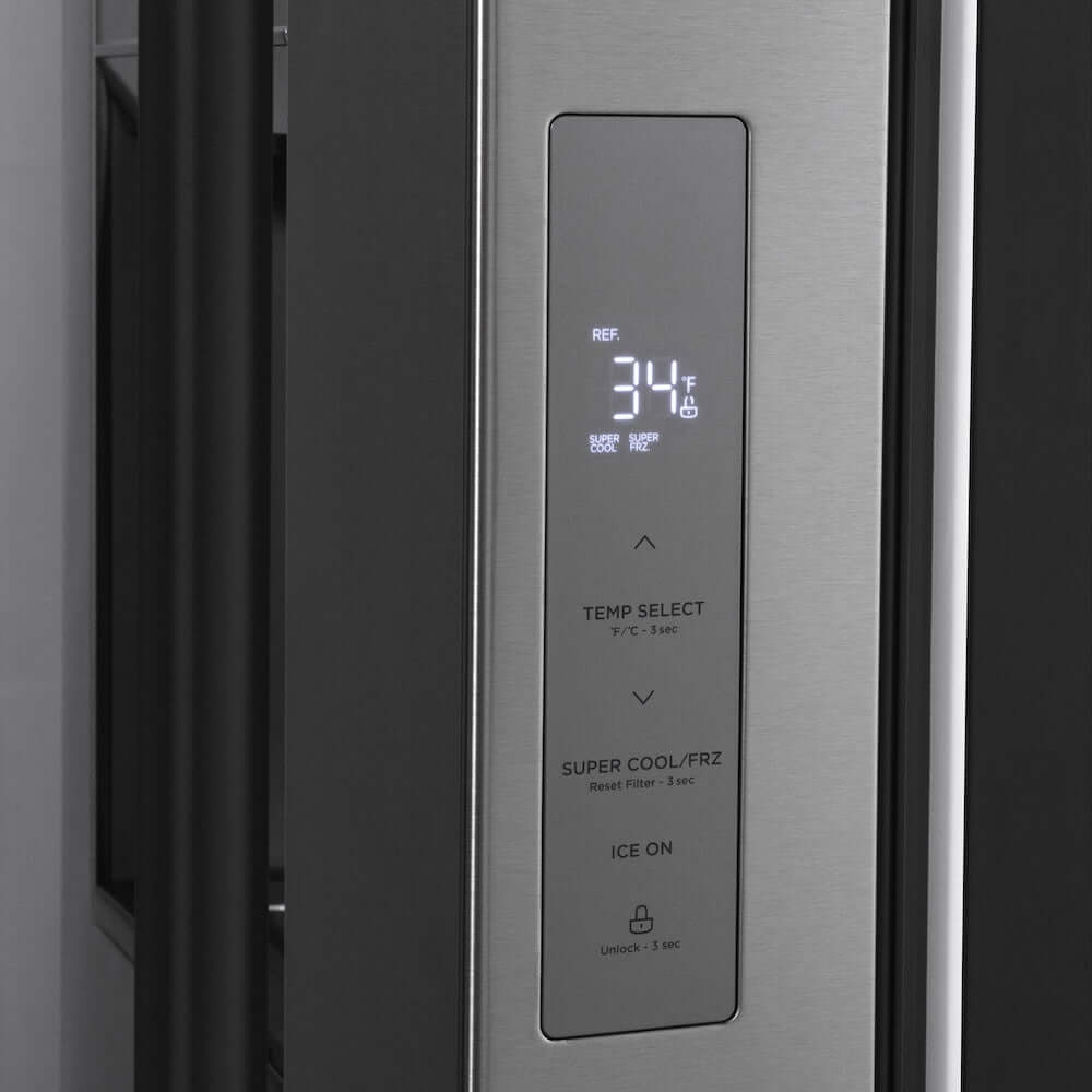 ZLINE Autograph Edition 36 in. 28.9 cu. ft. Standard-Depth French Door External Water Dispenser Refrigerator with Dual Ice Maker in Fingerprint-Resistant Stainless Steel and Matte Black Traditional Handles (RSMZ-W-36-MB)