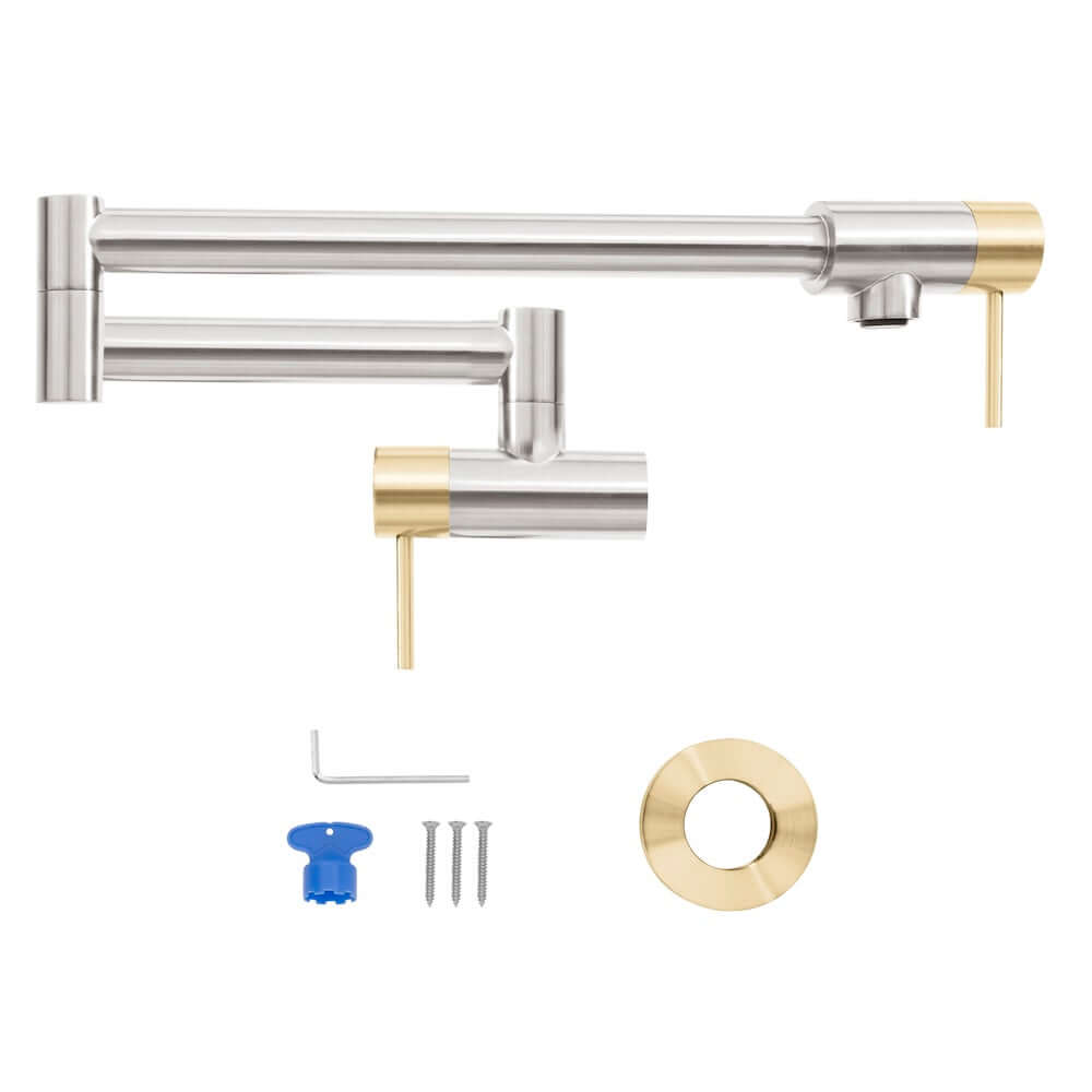 ZLINE Autograph Edition Gemini Pot Filler in Brushed Nickel and Champagne Bronze (GEM-FPF-ZBNCB) components.