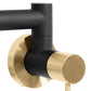 ZLINE Autograph Edition Gemini Pot Filler in Matte Black and Champagne Bronze (GEM-FPF-ZMBCB) mount and handle.