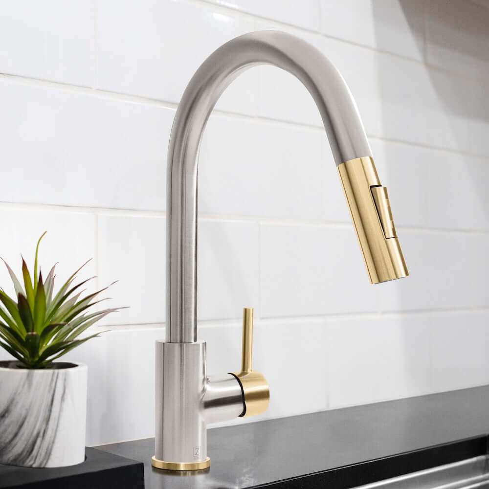 ZLINE Autograph Edition Gemini Kitchen Faucet in Nickel/Bronze