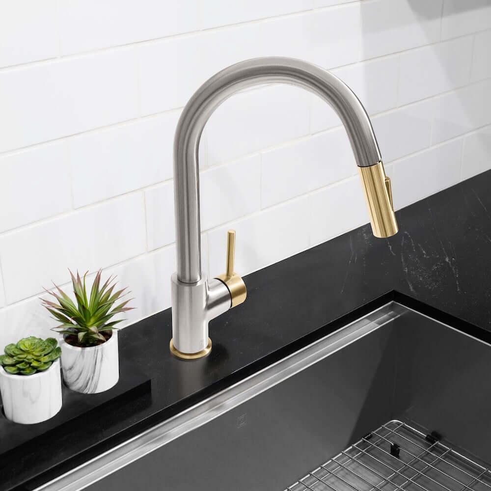 ZLINE Autograph Edition Gemini Kitchen Faucet in Nickel/Bronze