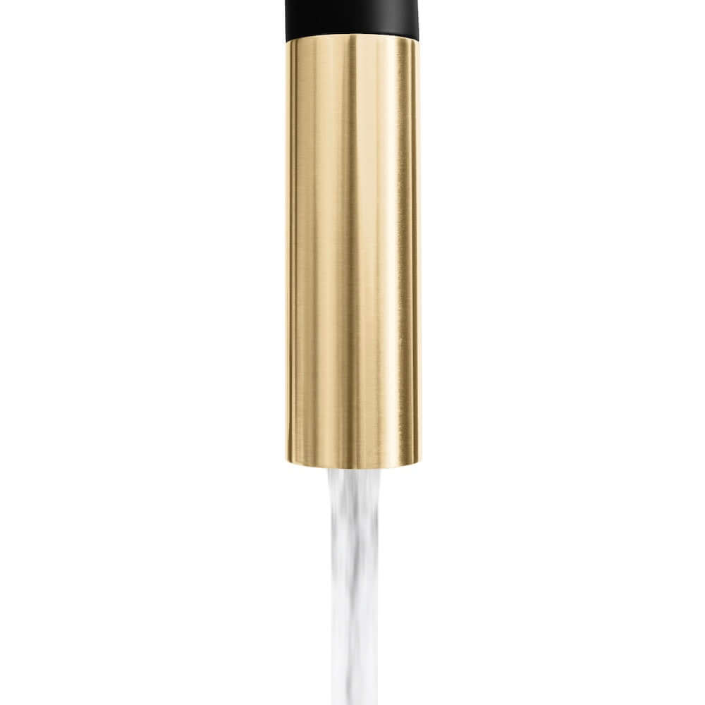 ZLINE Autograph Edition Gemini Pull Down Single Handle Kitchen Faucet in Matte Black and Champagne Bronze (GEM-KF-ZMBCB)