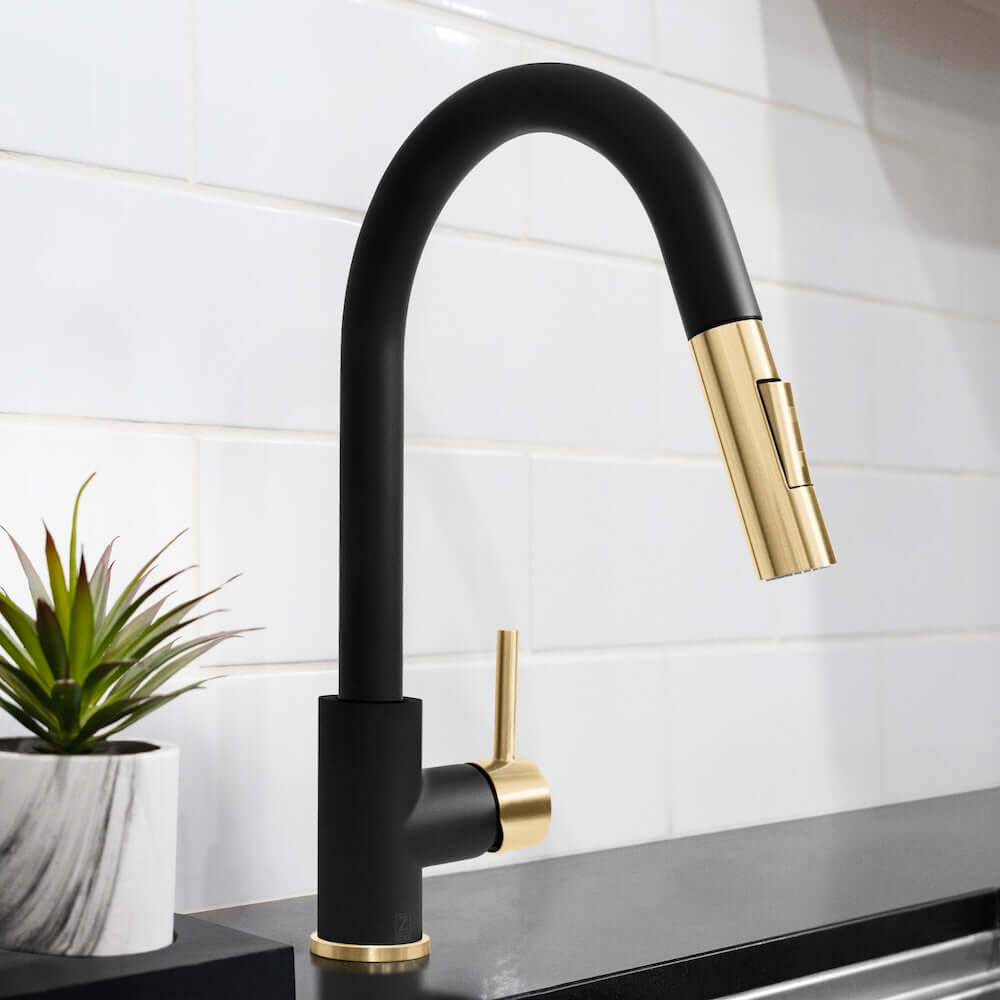 ZLINE Autograph Edition Gemini Kitchen Faucet in Black/Bronze (GEM